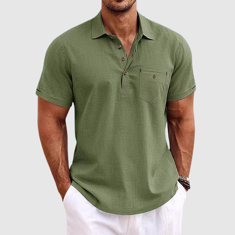 Callum Linen Polo – Men's Linen Shirt with Soft Collar & Tailored Fit