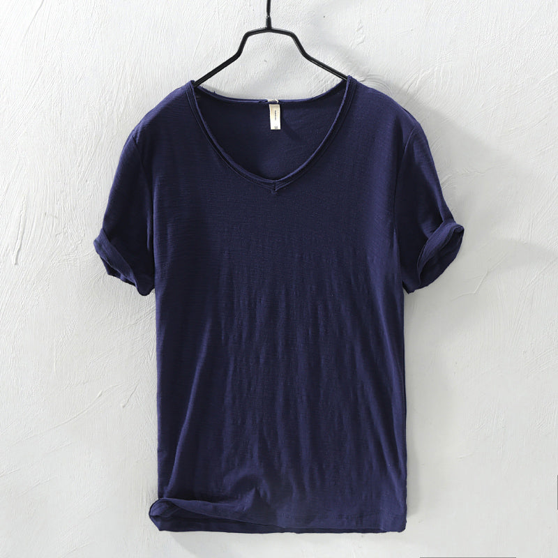 Men's Marino Milan Cotton Shirt - Breathable V-Neck Relaxed Fit for Casual Style