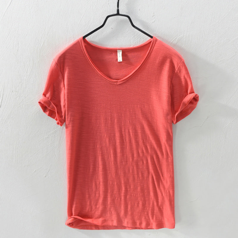 Men's Marino Milan Cotton Shirt - Breathable V-Neck Relaxed Fit for Casual Style