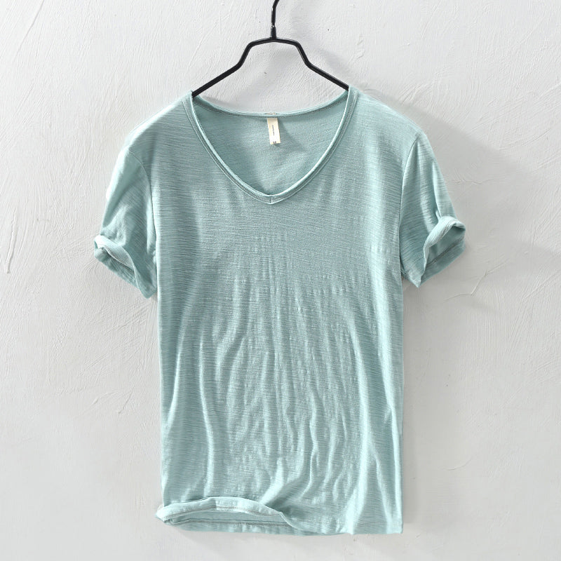 Men's Marino Milan Cotton Shirt - Breathable V-Neck Relaxed Fit for Casual Style