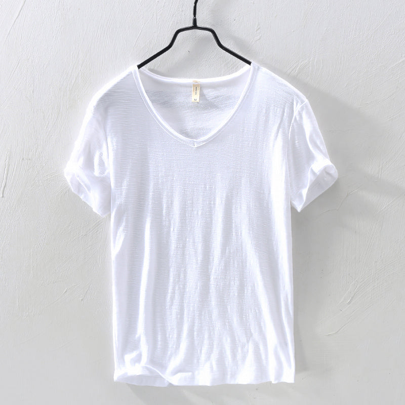 Men's Marino Milan Cotton Shirt - Breathable V-Neck Relaxed Fit for Casual Style