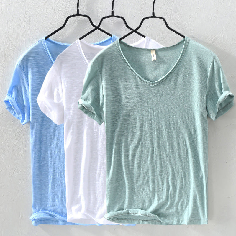 Men's Marino Milan Cotton Shirt - Breathable V-Neck Relaxed Fit for Casual Style