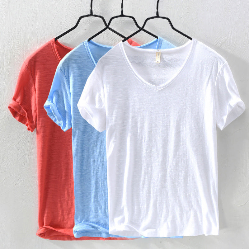 Men's Marino Milan Cotton Shirt - Breathable V-Neck Relaxed Fit for Casual Style