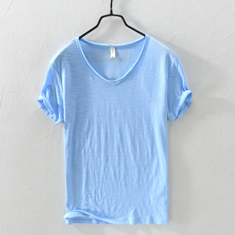 Men's Marino Milan Cotton Shirt - Breathable V-Neck Relaxed Fit for Casual Style