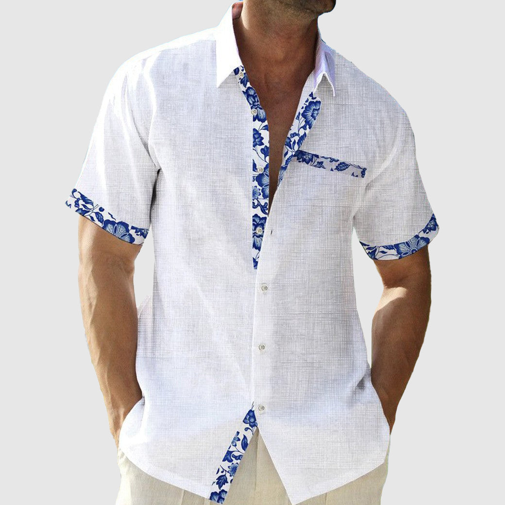 Nico Linen Beach Shirt – Mens Linen Short Sleeve with Soft Open Collar