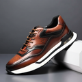 Luciano Men's Leather Oxford Sneakers – Casual Lace Up Dress Sneakers