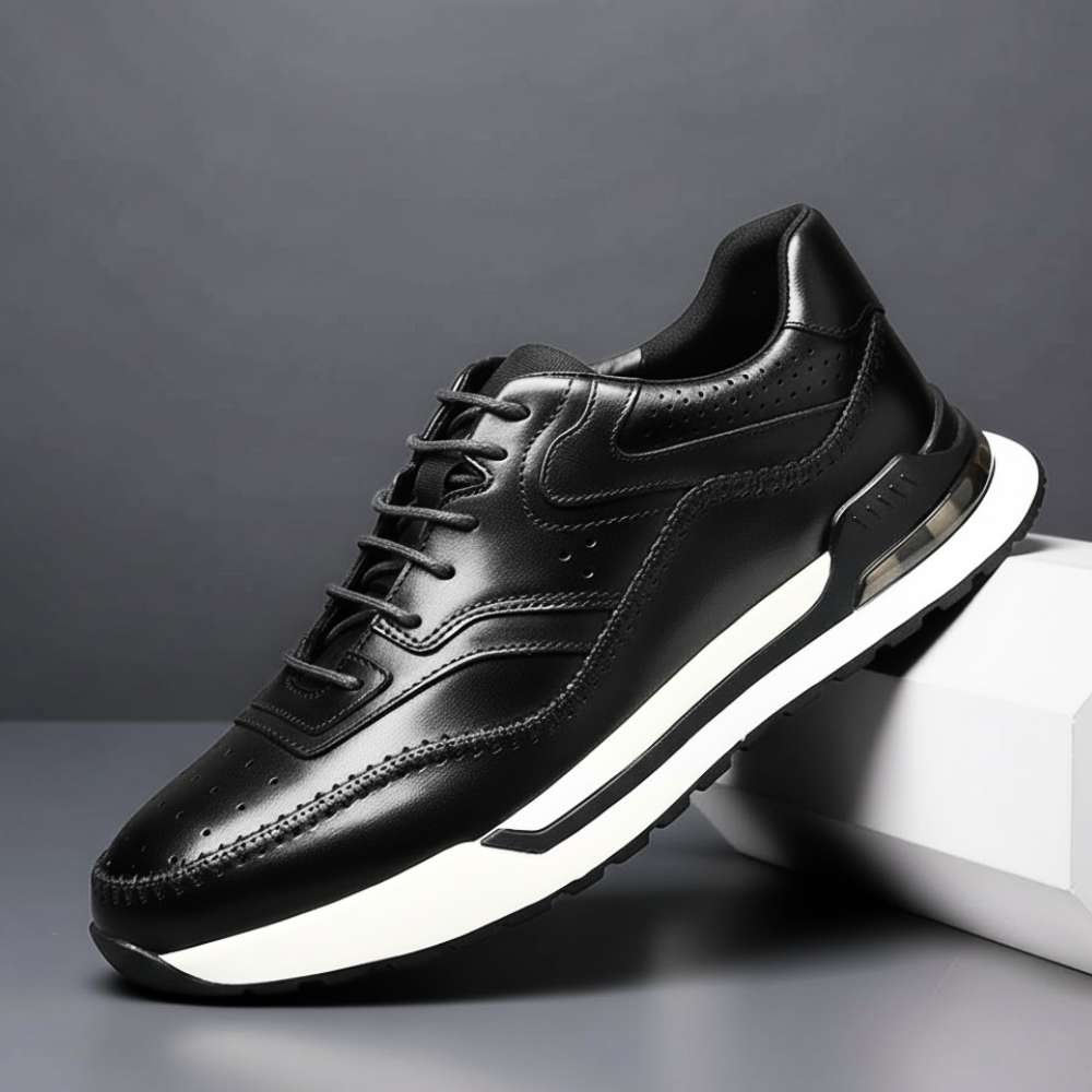 Luciano Men's Leather Oxford Sneakers – Casual Lace Up Dress Sneakers