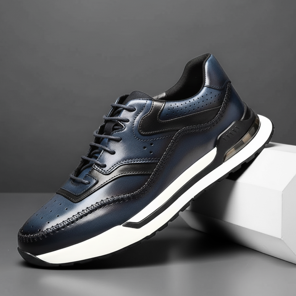 Luciano Men's Leather Oxford Sneakers – Casual Lace Up Dress Sneakers