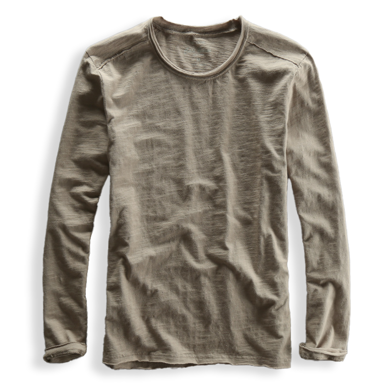 Hayden Men’s Long Sleeve Shirt – Japanese Organic Cotton with Minimalist O-Neck Design