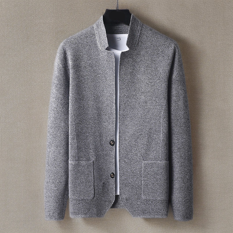 Gilbert Men’s Knit Cardigan – Italian-Style with Mandarin Collar
