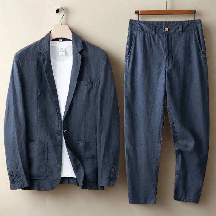 Luca Men’s Linen Suit – Lightweight 2-Piece Set for Summer in Breathable Cotton Blend