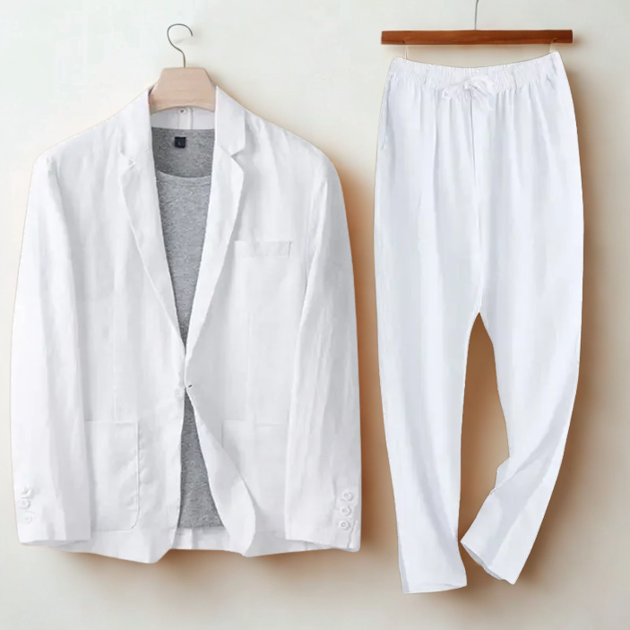 Luca Men’s Linen Suit – Lightweight 2-Piece Set for Summer in Breathable Cotton Blend