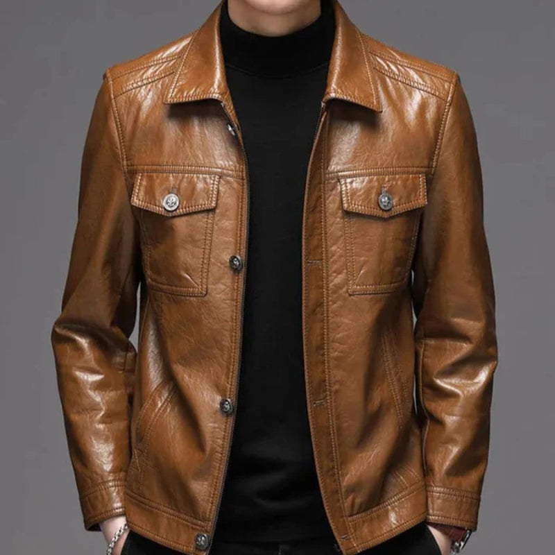 Dario Genuine Leather Jacket – Soft Structured Casual Outerwear
