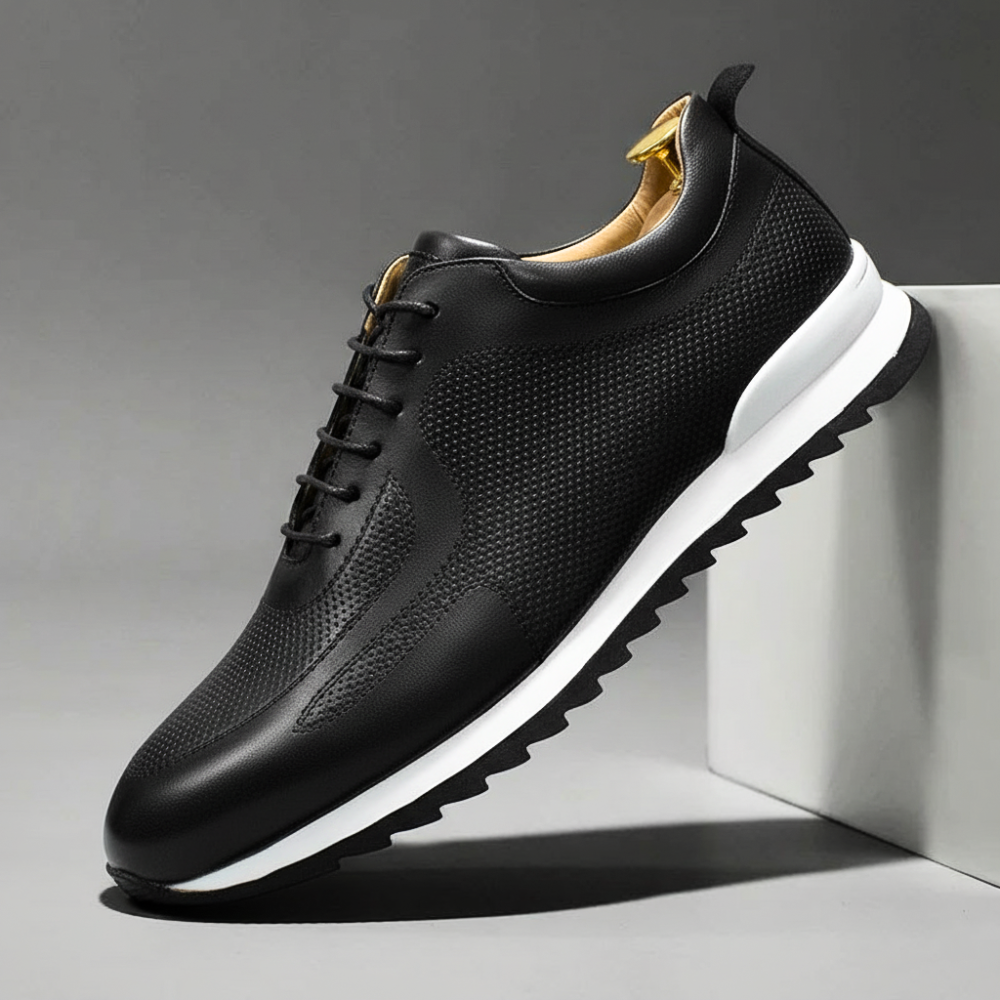 Fabrizio Men’s Leather Sneakers – Italian Leather Trainers with Cushioned Interior