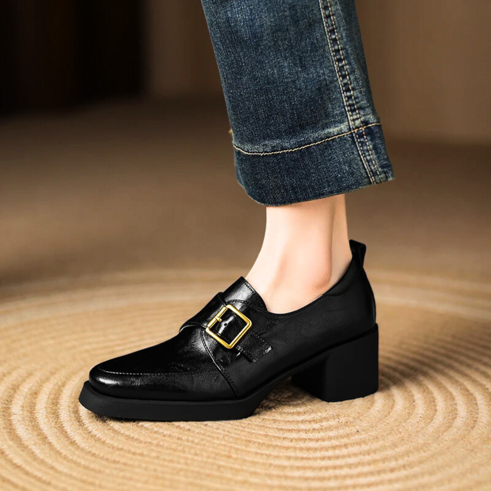 Veronica Women’s Loafers – Italian Leather Buckle Dress Shoes
