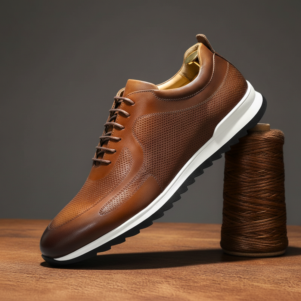 Fabrizio Men’s Leather Sneakers – Italian Leather Trainers with Cushioned Interior