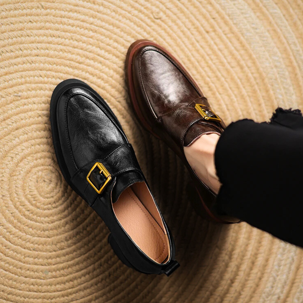Veronica Women’s Loafers – Italian Leather Buckle Dress Shoes