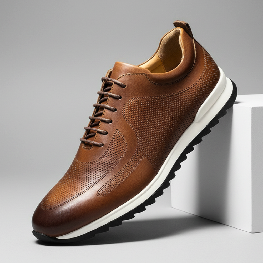 Fabrizio Men’s Leather Sneakers – Italian Leather Trainers with Cushioned Interior