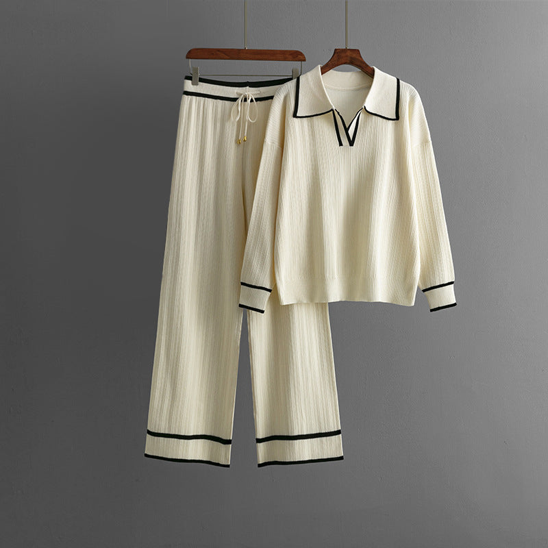 Aurora Viscose Knit Co-Ord Set – Relaxed Sweater with Wide-Leg Trousers