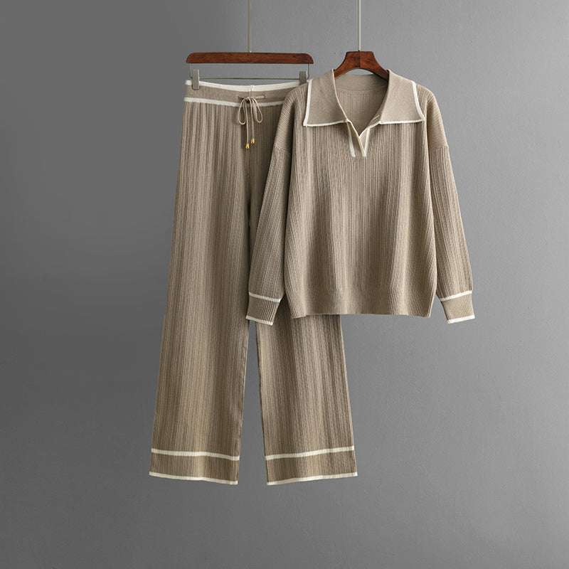 Aurora Viscose Knit Co-Ord Set – Relaxed Sweater with Wide-Leg Trousers