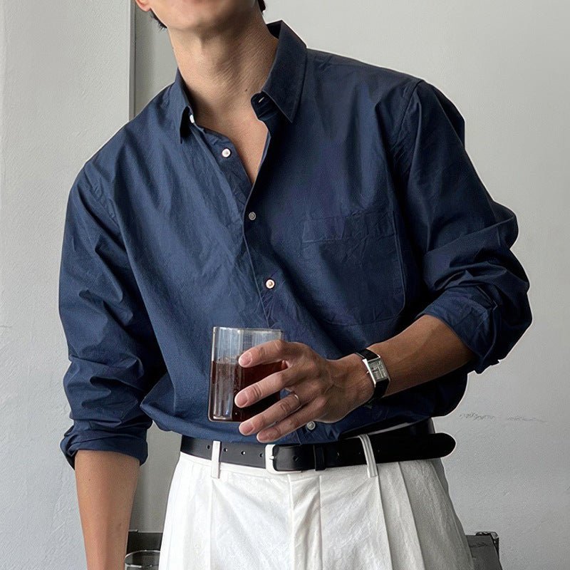 Urban Classic Men's Shirt – Soft Polyester Blend with Relaxed Fit & Chest Pocket 0