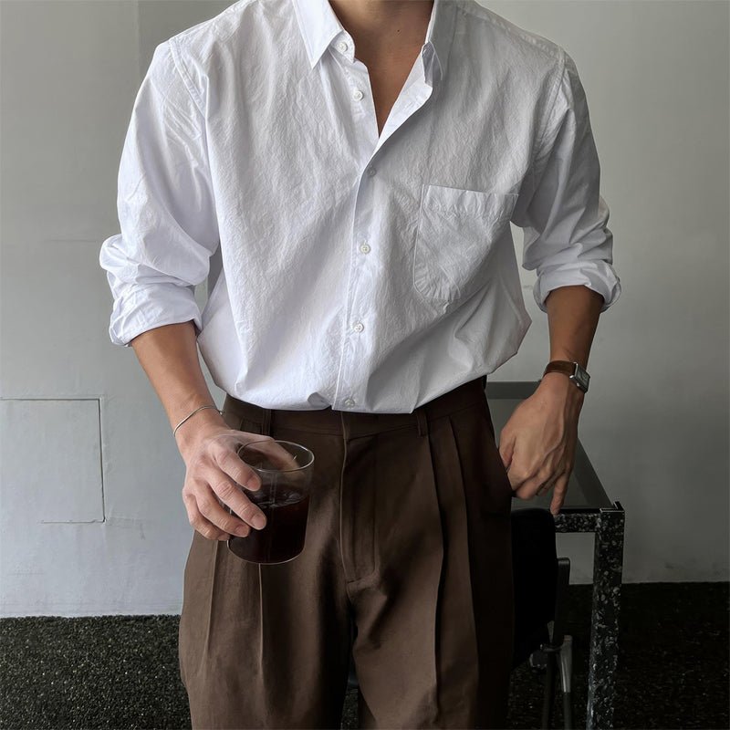 Urban Classic Men's Shirt – Soft Polyester Blend with Relaxed Fit & Chest Pocket 1