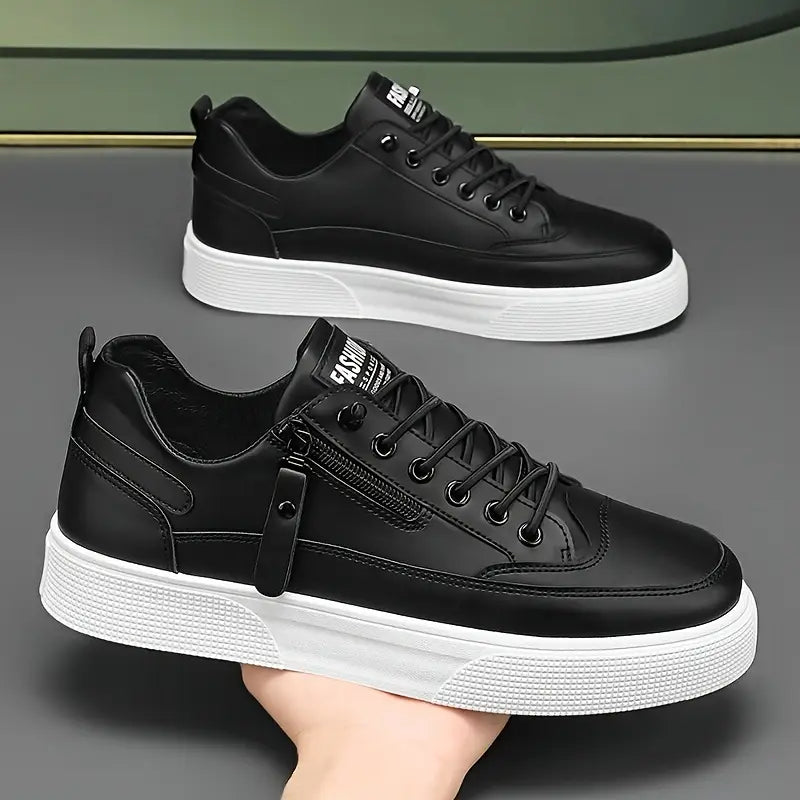 Urban Edge Leather Sneakers – Cushioned Comfort with Side-Zip Detail 2