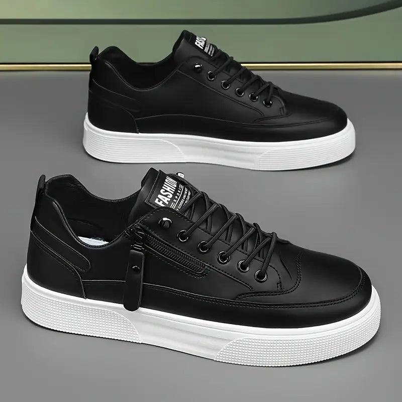 Urban Edge Leather Sneakers – Cushioned Comfort with Side-Zip Detail 3