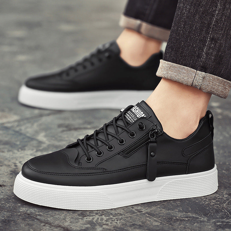 Urban Edge Leather Sneakers – Cushioned Comfort with Side-Zip Detail 4