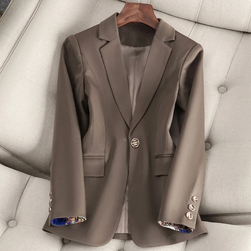 Elena Women’s Blazer – Tailored Fit with Blush-Toned Elegance & Polished Structure