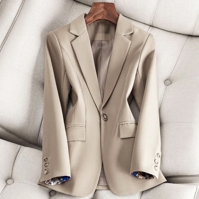 Elena Women’s Blazer – Tailored Fit with Blush-Toned Elegance & Polished Structure