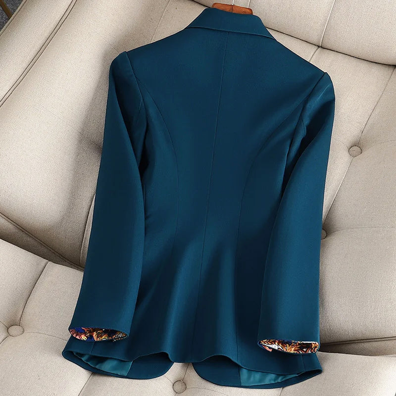 Elena Women’s Blazer – Tailored Fit with Blush-Toned Elegance & Polished Structure