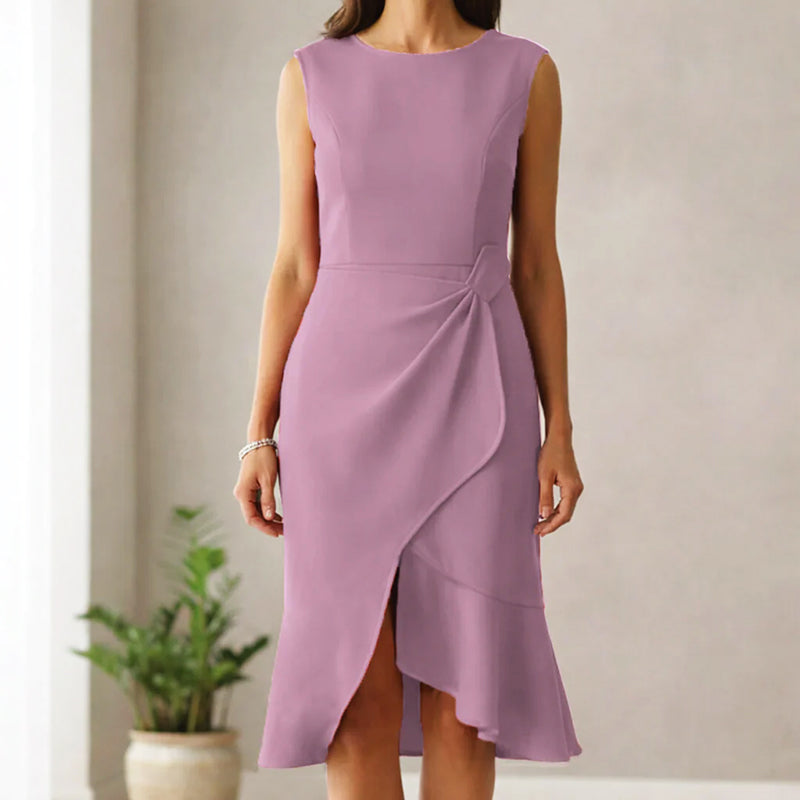 Ashley Premium Stretch Cocktail Dress – Elegant Sleeveless Fit Midi Dress