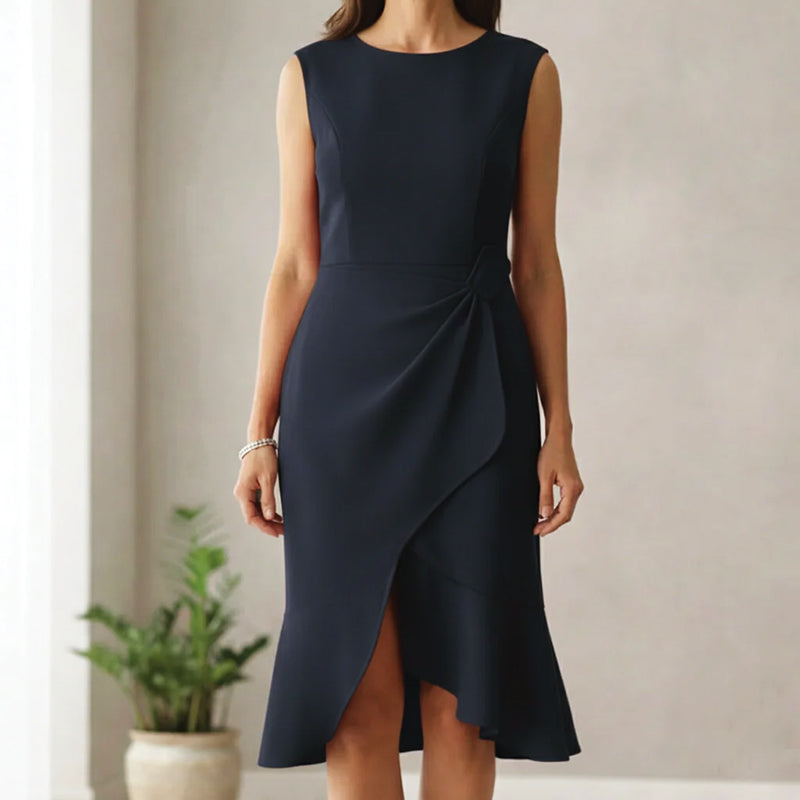 Ashley Premium Stretch Cocktail Dress – Elegant Sleeveless Fit Midi Dress