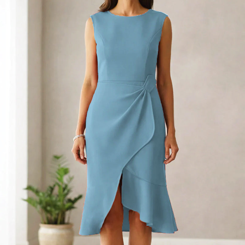Ashley Premium Stretch Cocktail Dress – Elegant Sleeveless Fit Midi Dress