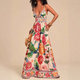 Vibrant Floral Maxi Dress – Lightweight Polyester with Flattering A-Line Fit 1