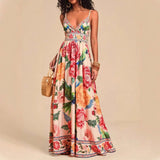 Vibrant Floral Maxi Dress – Lightweight Polyester with Flattering A-Line Fit 3