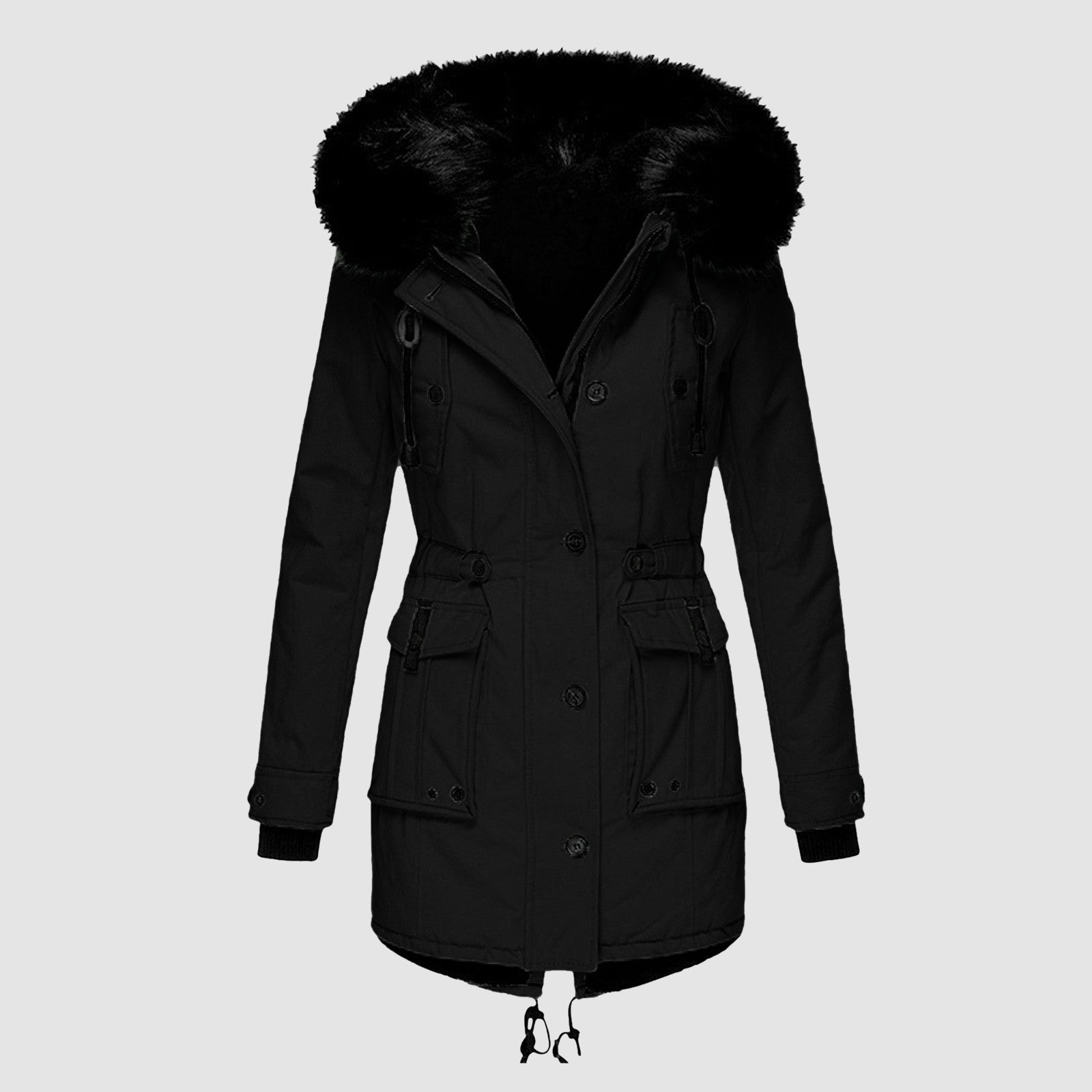 Emely Women’s Winter Jacket – Hooded Coat with Faux Fur Trim