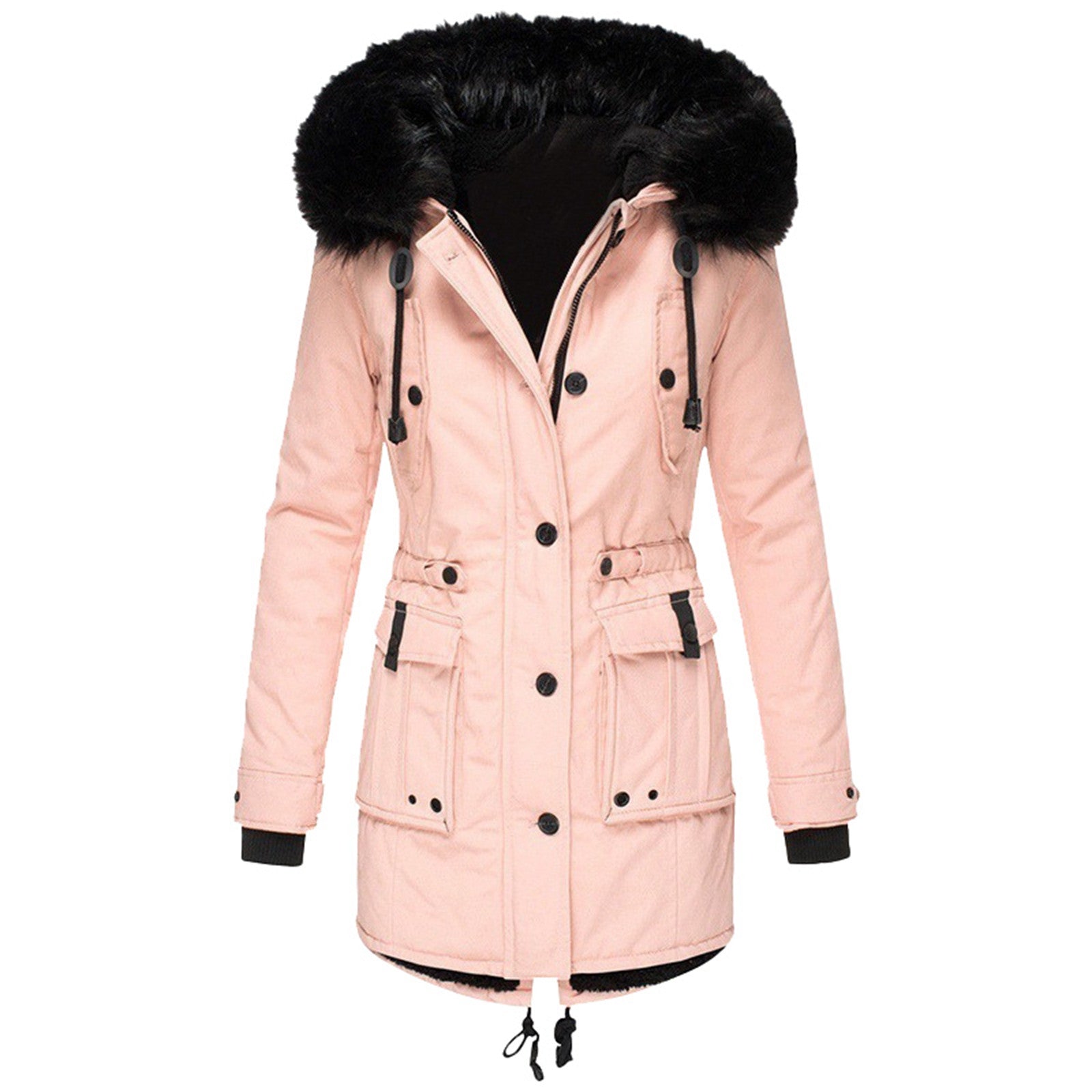 Emely Women’s Winter Jacket – Hooded Coat with Faux Fur Trim