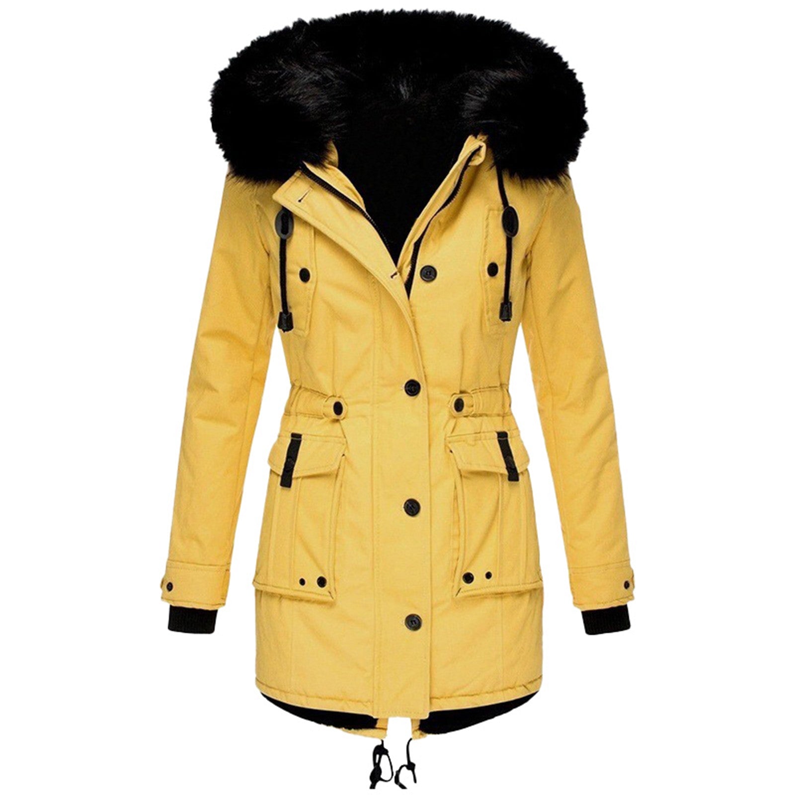 Emely Women’s Winter Jacket – Hooded Coat with Faux Fur Trim
