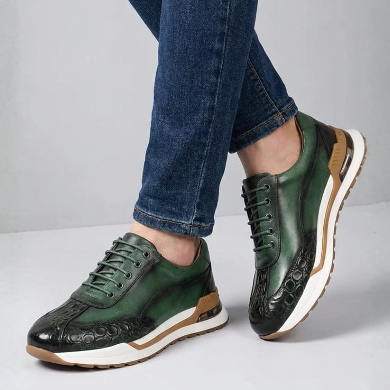 Alexander Crocodile-Pattern Men’s Leather Sneakers