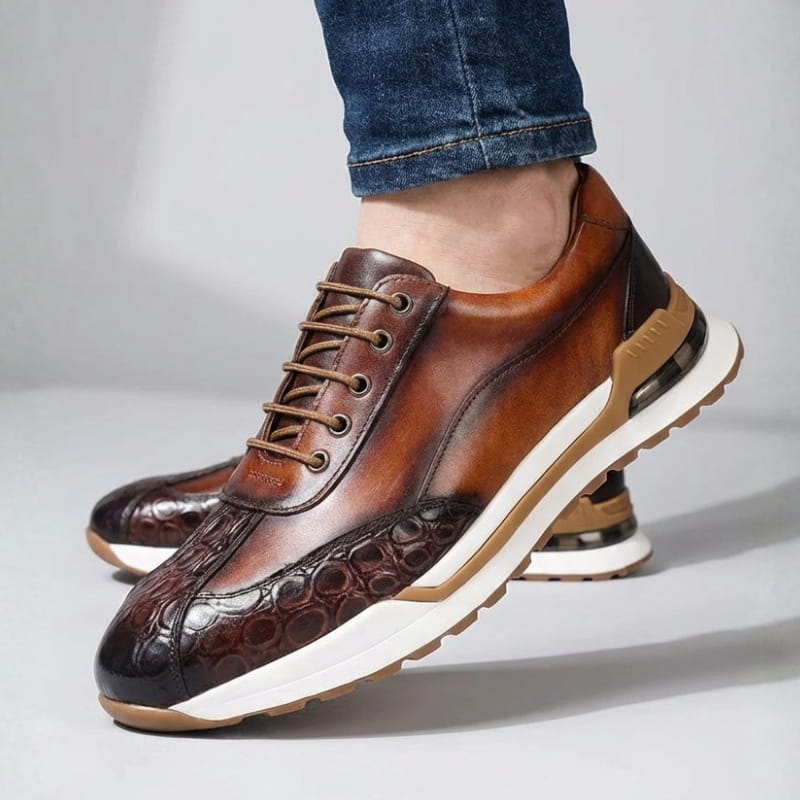 Alexander Crocodile-Pattern Men’s Leather Sneakers