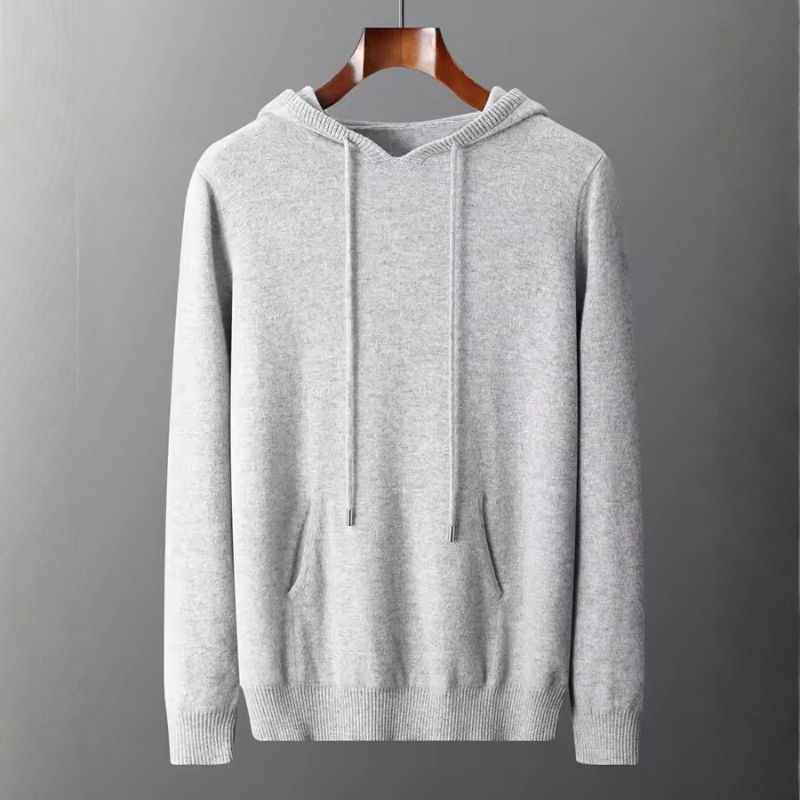 David Men’s Hoodie Pullover – Soft Wool Cashmere Knit Sweater