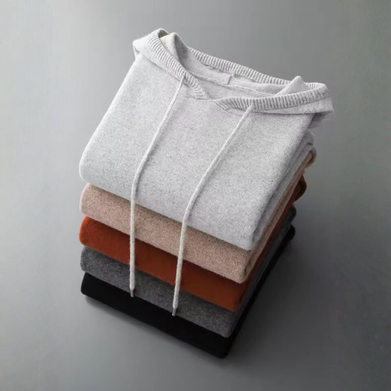 David Men’s Hoodie Pullover – Soft Wool Cashmere Knit Sweater