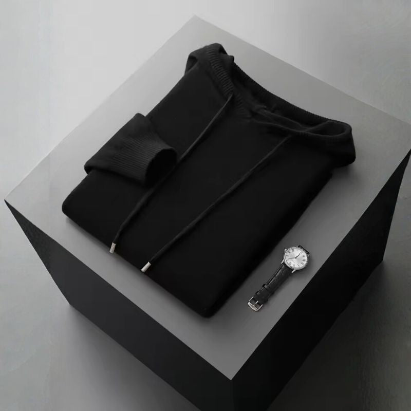 David Men’s Hoodie Pullover – Soft Wool Cashmere Knit Sweater