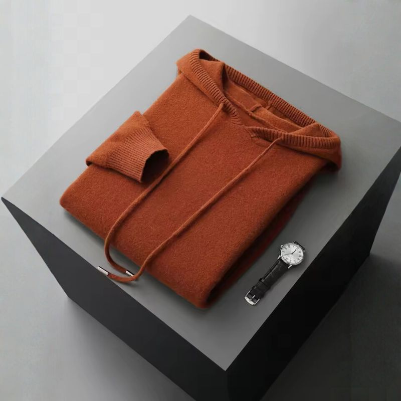 David Men’s Hoodie Pullover – Soft Wool Cashmere Knit Sweater