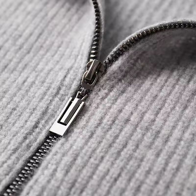 William Men’s Zip Up Cardigan – Merino Wool Knit Sweater