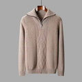 Robert Men’s Half Zip Sweater – Merino Wool Pullover with Stand Collar