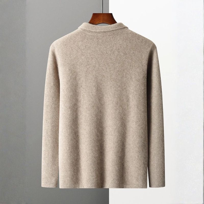 Lucas Men’s Cashmere Cardigan – Polo Collar Zip-Up Knit Cardigan