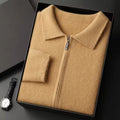 Lucas Men’s Cashmere Cardigan – Polo Collar Zip-Up Knit Cardigan